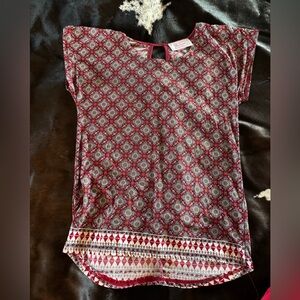 Panhandle Red and White Patterned Top